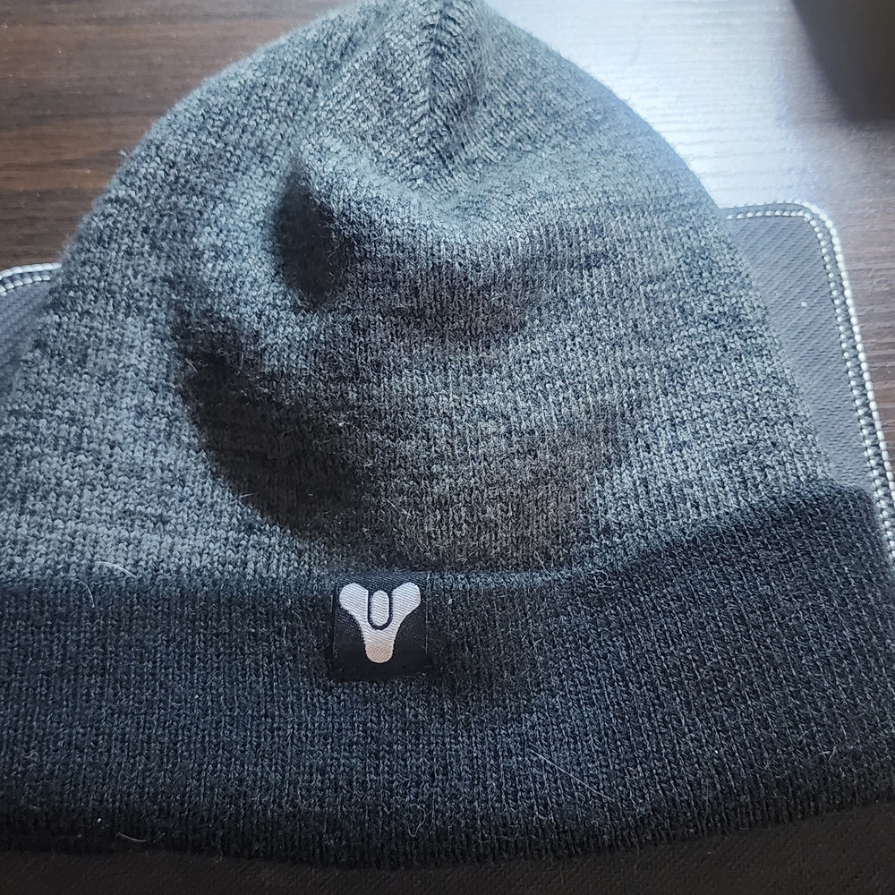 Gray And Dark Blue Destiny Winter Hat.